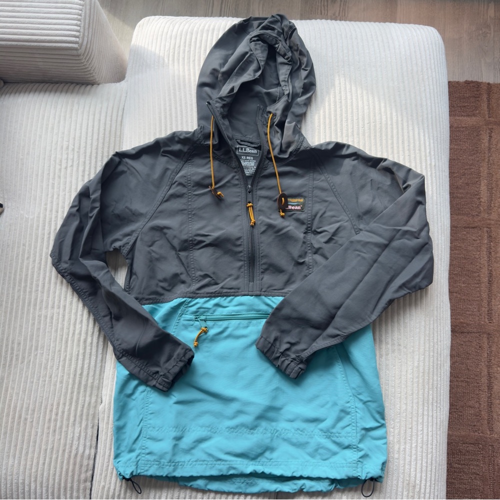 L.L. Bean Gray and Teal Women's Hooded Ski Jacket